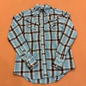 Rockmount Ranch Wear Women’s Plaid Western Pearl Snap Guitar Button Down Small